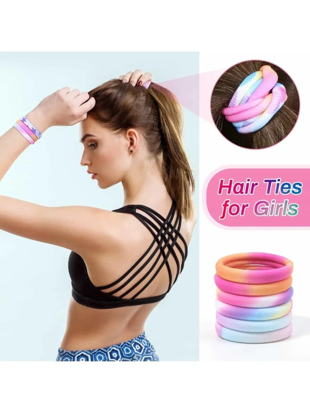 54Pcs Soft Hair Ties for Girls & Women - No Damage Elastic Bands for All Hair